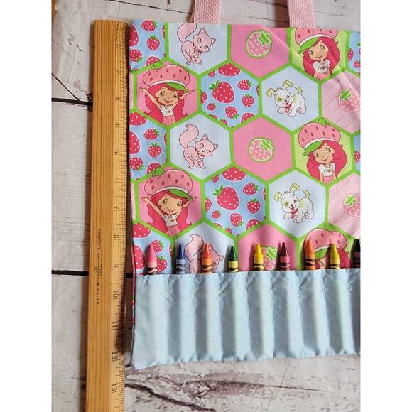 strawberry shortcake Crayon Holder Coloring Tote Bag Handmade kids travel bag - Picture 3 of 9